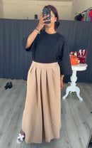 Rok met plooien camel