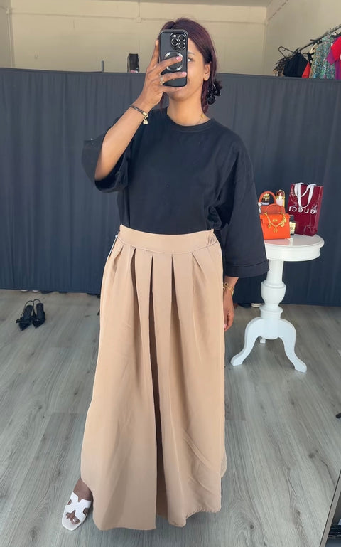 Rok met plooien camel