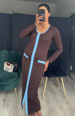 Inaya stretch jurk met blauwe details - ITALY5213