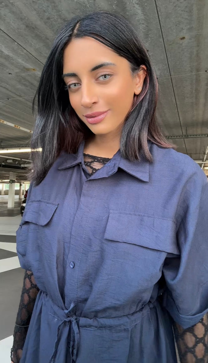 Jurk met zakken van viscose - M5707