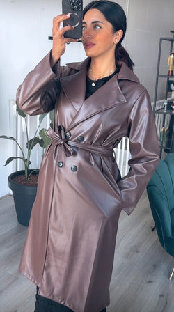 Inaya leren look trenchcoat  (OFMB37)
