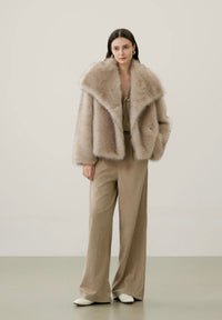 Faux fur bontjas - beige JZ3024