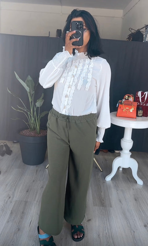 Rekbare broek van viscose groen