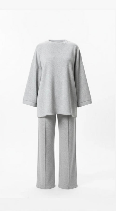 Summer: Comfy co-ord set met lange top en oversized broek - 6033