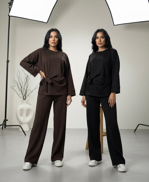 Set met strik en wijde broek - modest