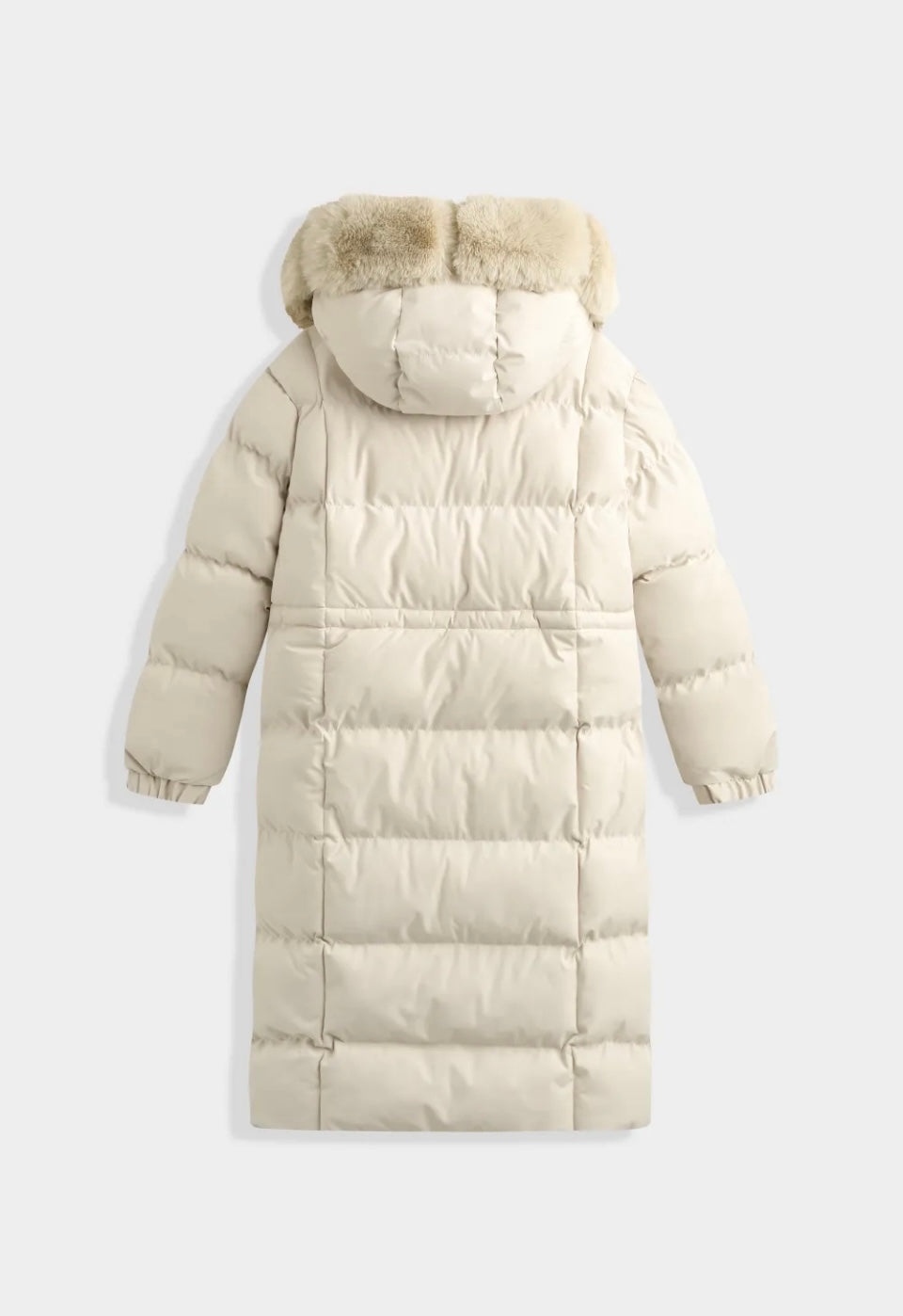 Lange winterjas met bont aan kraag en voorkant - beige FC7618