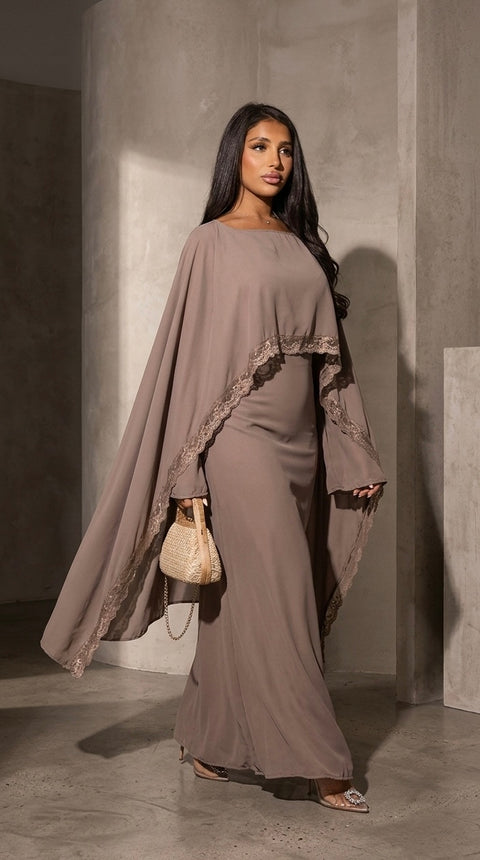 Robe de Soirée ‘Lace Luxe’ - taupe SQ82