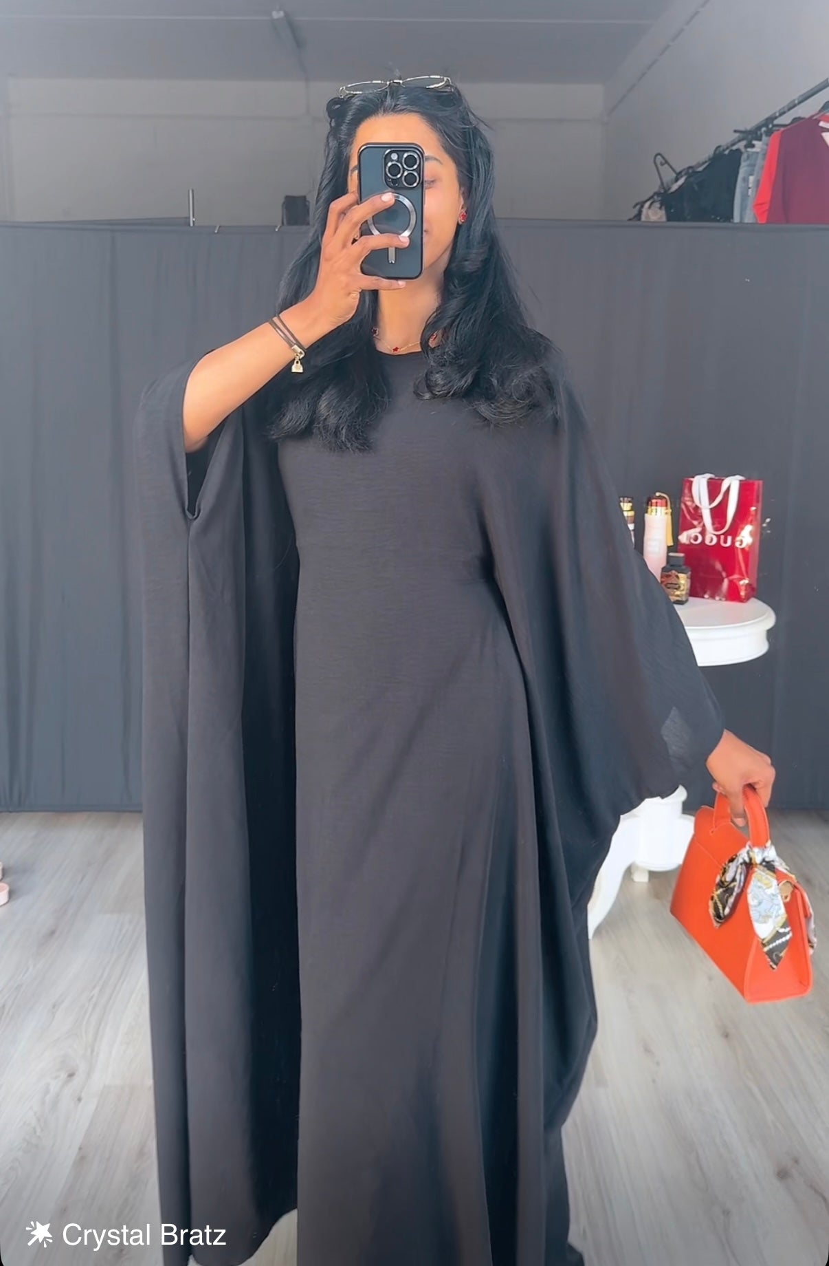 Abaya jurk met touwtjes zwart