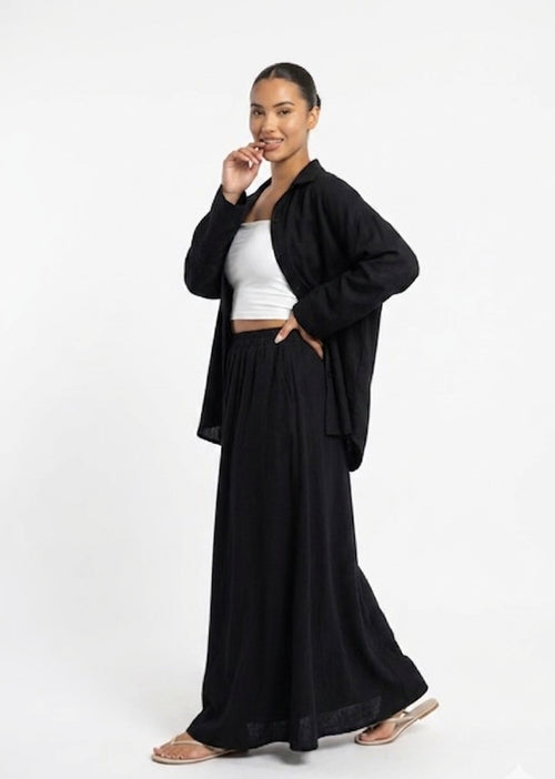 Oversized blouse met lange rok - zwart van viscose