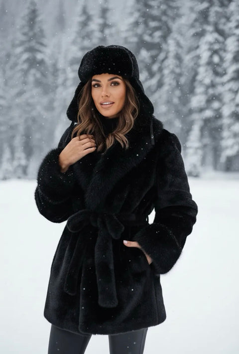 Bontjas zwart met band - SQ052