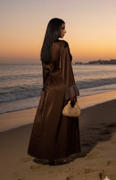 The bloom dress met ruffles mouwen - choco bruin 673200