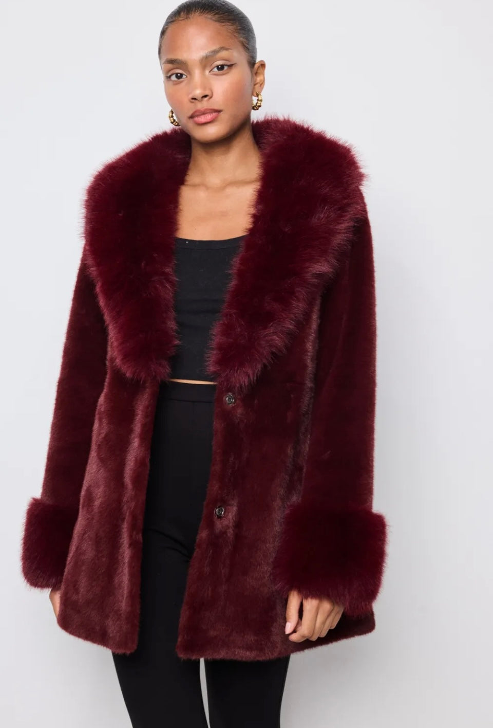 Bontjas burgundy met band - SQ052