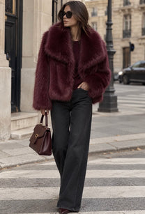 Faux fur bontjas - burgundy 3278