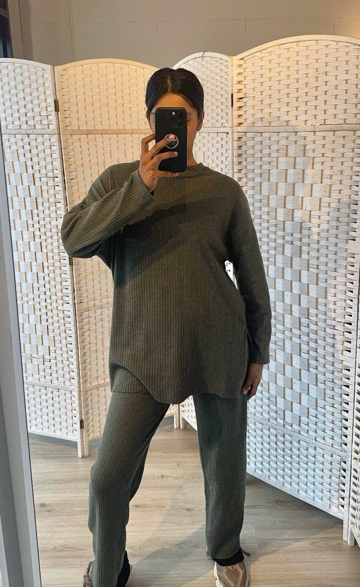 Oversized trui met rekbare broek groen - tiktok actie