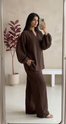 Poplin Cotton twinset - dark brown PRE ORDER