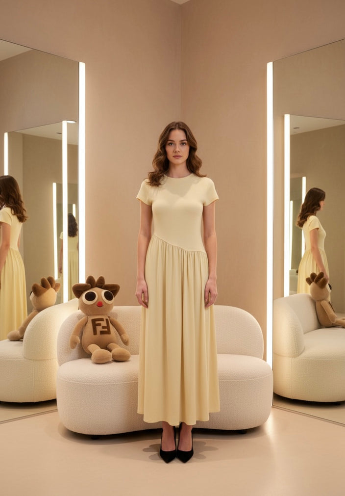 The Sunset Flow Dress - butter yellow