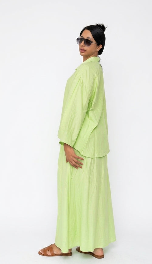 Oversized blouse met lange rok - mint groen van viscose PRE ORDER