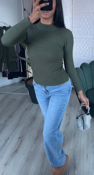 Rekbare trui met rib