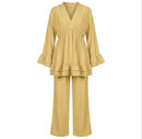 Dames Loungewear Set: Tuniek met Franjes en Matchende Pantalon - butter yellow (limited)