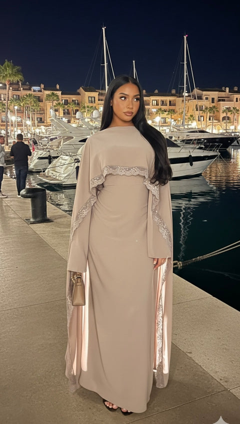 Robe de Soirée ‘Lace Luxe’ - taupe SQ82