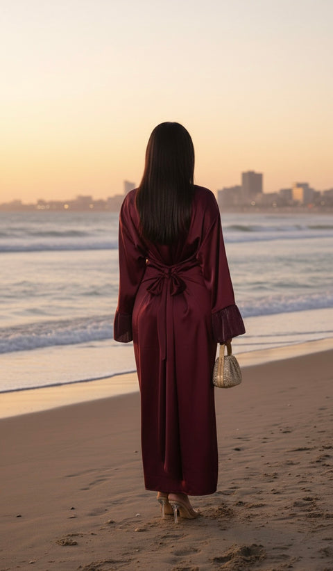 The bloom dress met ruffles mouwen - burgundy 673200