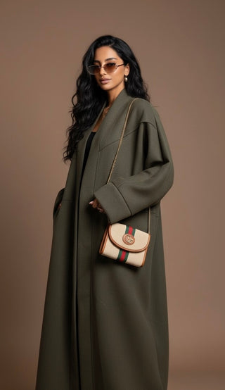 Manteljas met grote zakken - groen