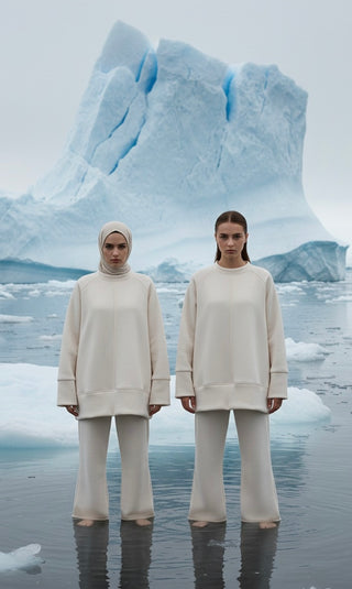 Modest oversized sweater with wide pants - 6057