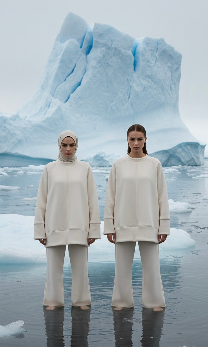 Modest oversized sweater with wide pants - 6057