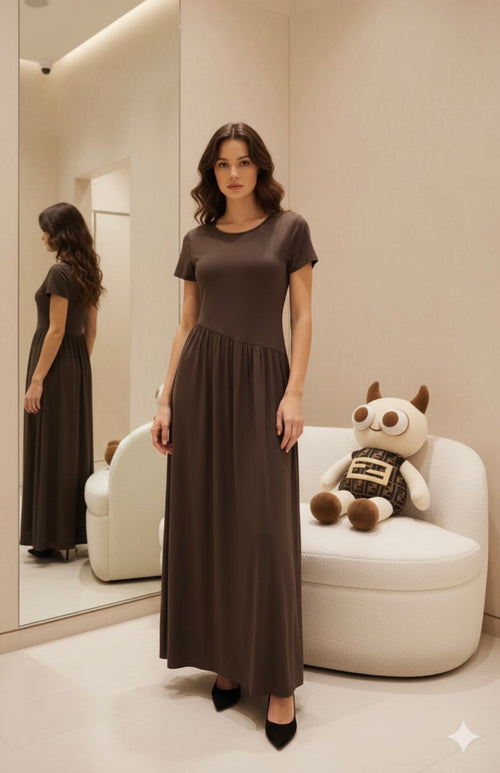 The Sunset Flow Dress - brown