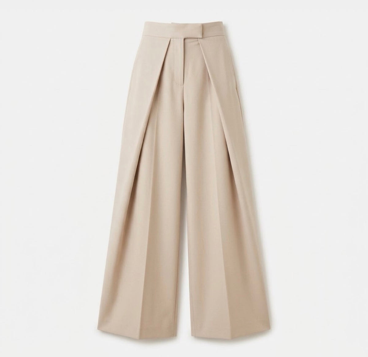 Stijlvolle Wijdvallende Beige Pantalon – Elegante & Tijdloze Damesbroek