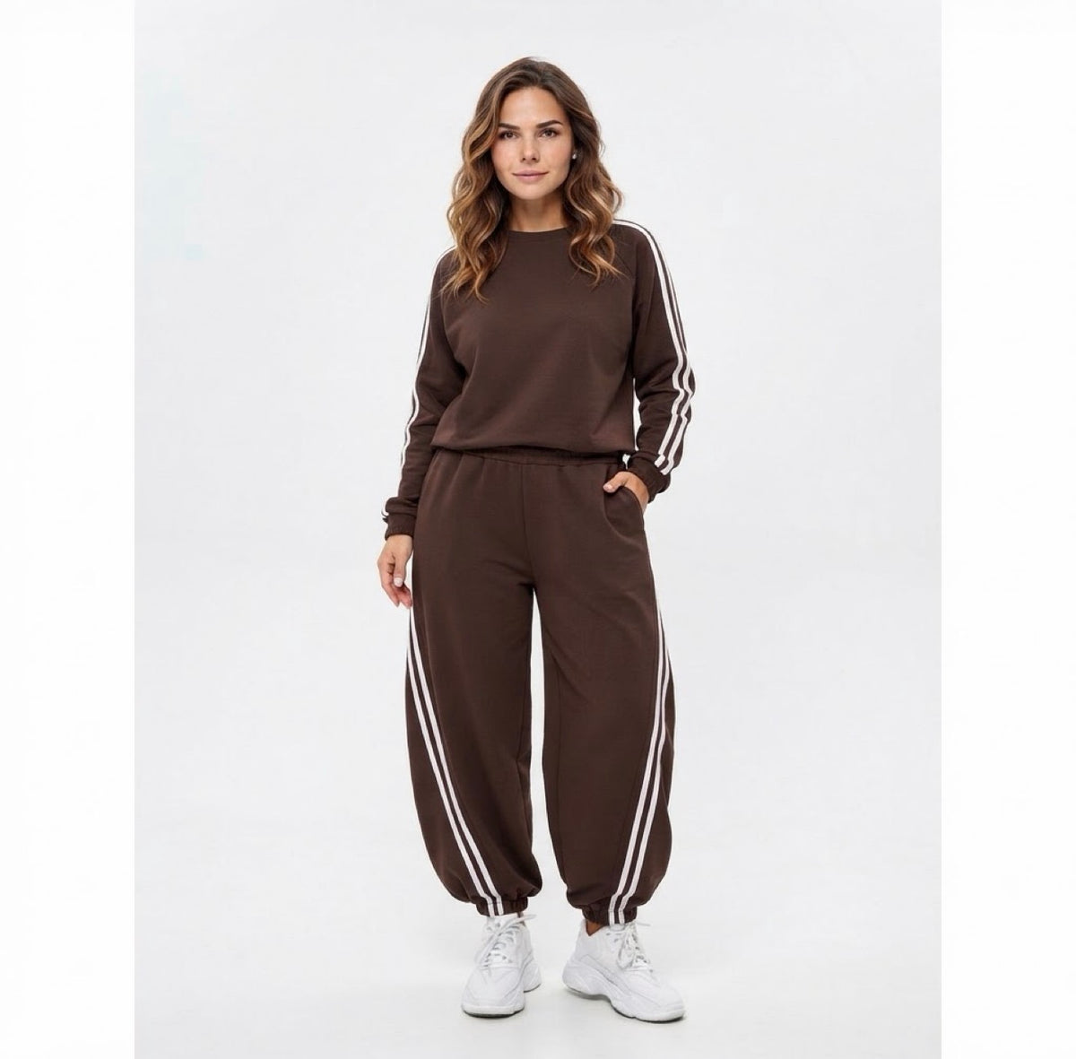Sportieve Co-ord Set met Zijstrepen | Comfortabele Dames Jogging Outfit