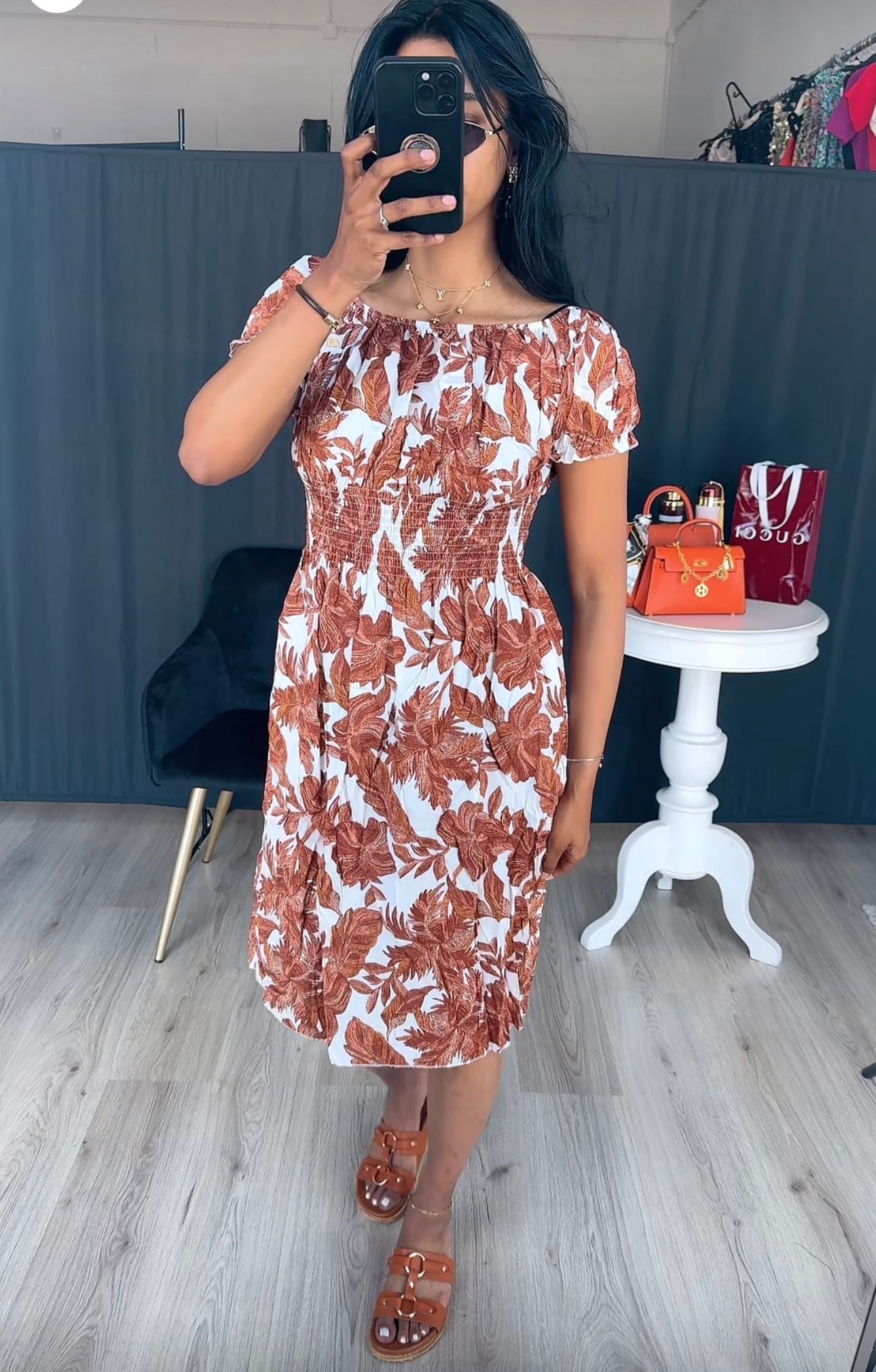 Rekbare zomer jurk met printjes ginger - SDE321