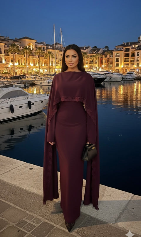 Robe de Soirée ‘Lace Luxe’ - burgundy SQ82