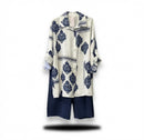 Patronen broek set van viscose - Navy (limited collection)