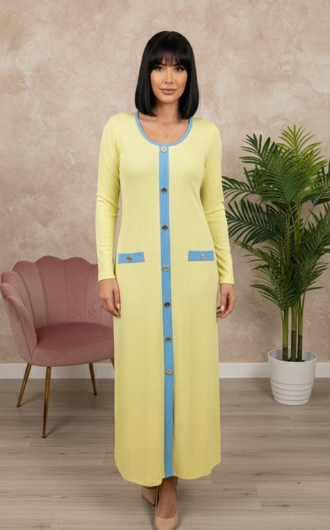 Inaya stretch jurk met blauwe details - ITALY5213