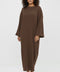 Lange jurk bruin met zakken - ZJ01