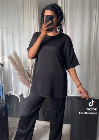 CRÊPE TWEEDELIG KORTE MOUWEN SET PLUS