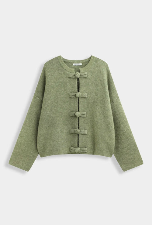 Groene Elisa vest van wol - QT91070
