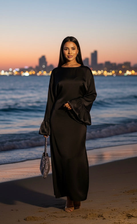 The bloom dress met ruffles mouwen - black 673200