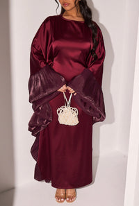 Kaftan burgundy met ruffles