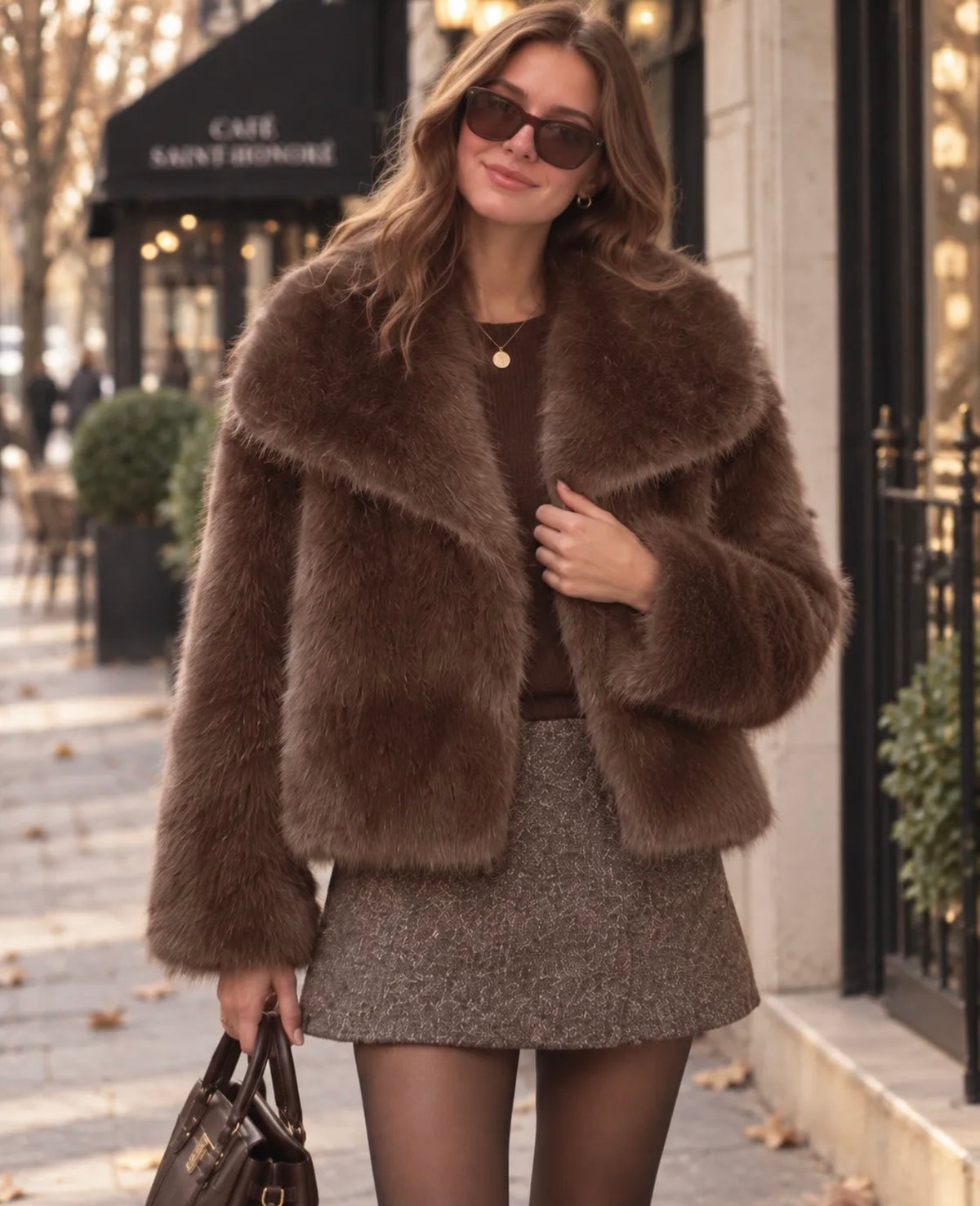 Faux fur bontjas - café 3278