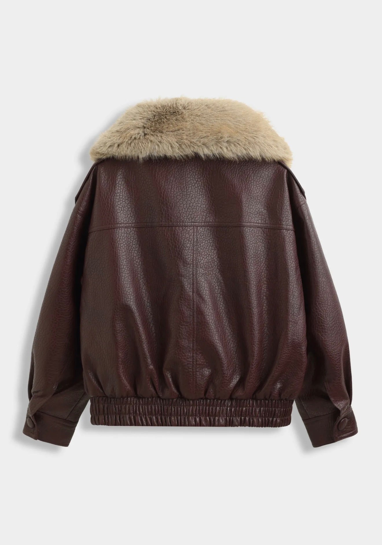 Leren jas met faux fur bont burgundy - CV2229