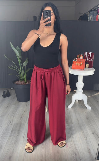 Katoenen rekbare broek burgundy