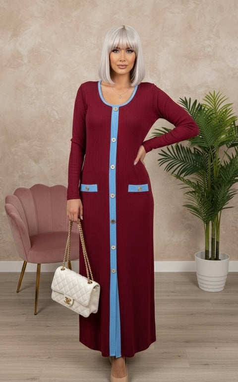 Inaya stretch jurk met blauwe details - ITALY5213