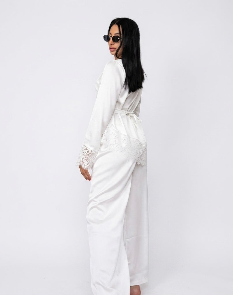 Velvet wine pants set - white (limited color)