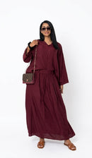 Oversized blouse met lange rok - burgundy van viscose PRE ORDER