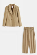 Gevoerde blazer met pantalon camel - PS9731AB
