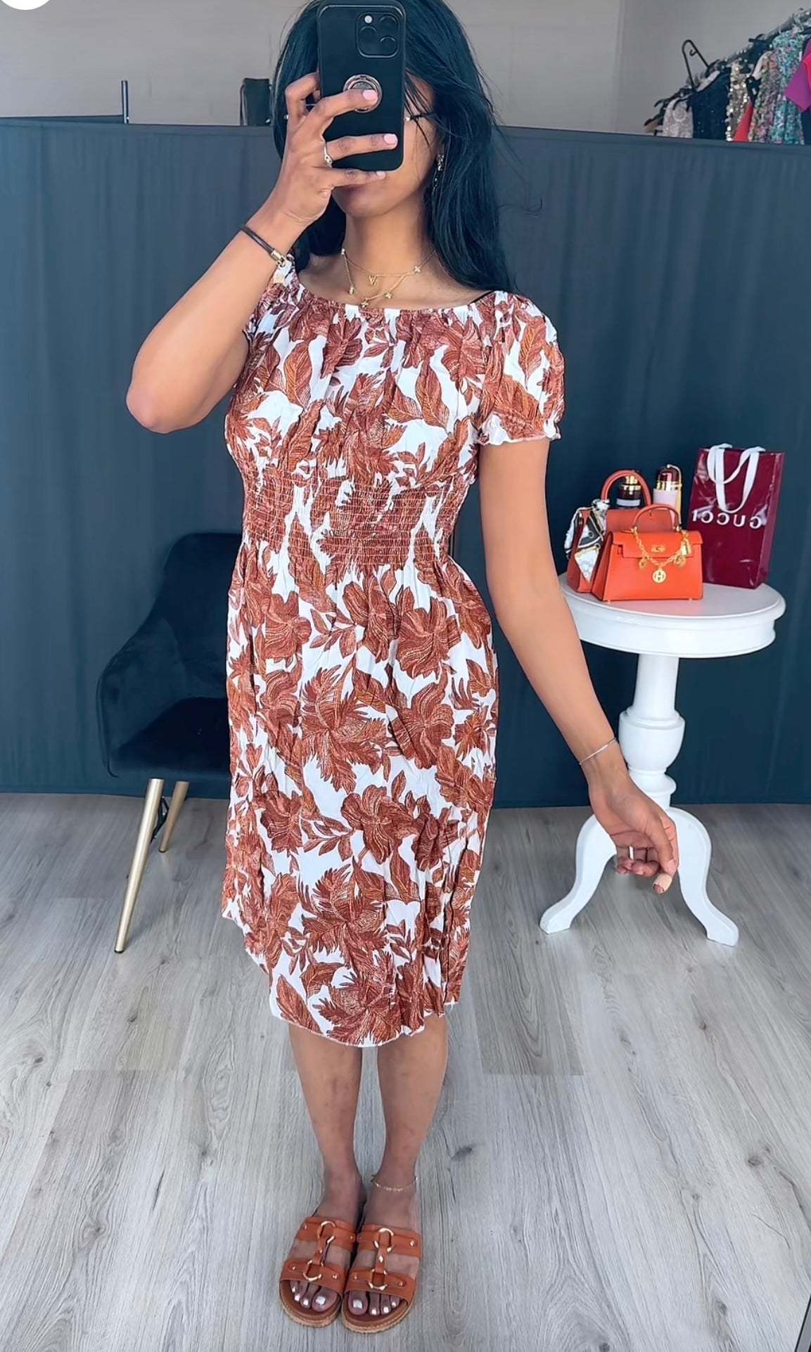 Rekbare zomer jurk met printjes ginger - SDE321