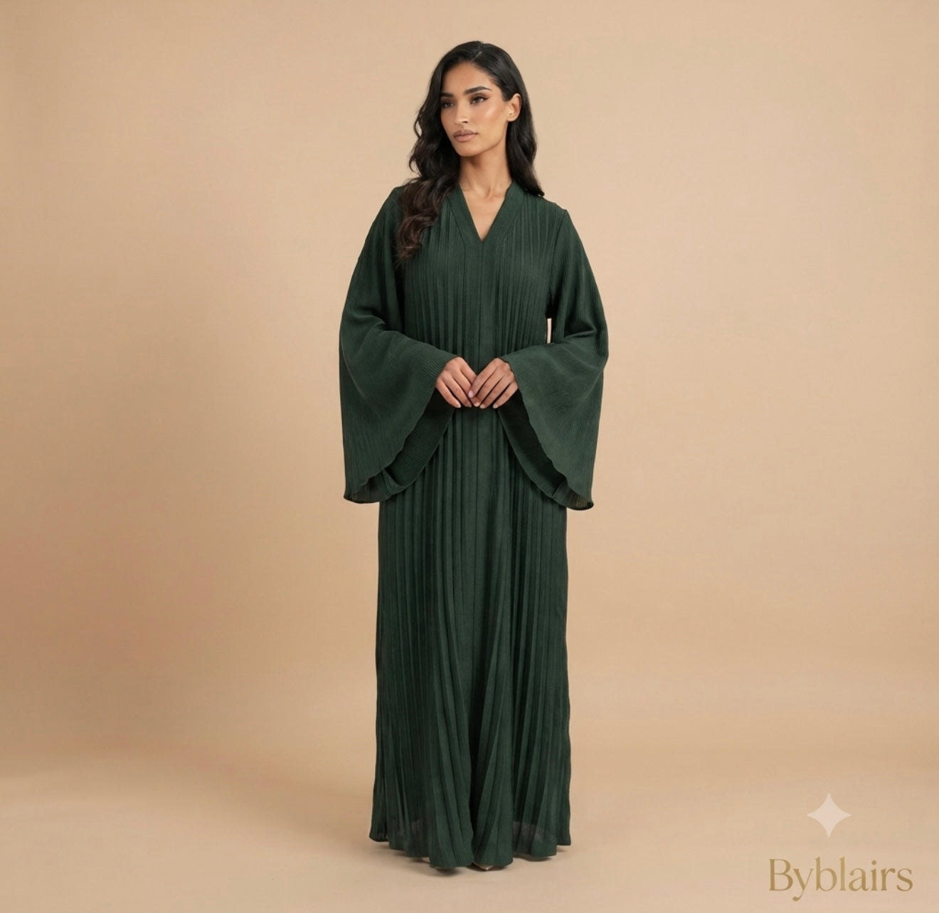 Flora wijde jurk - donker groen