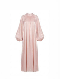 Satijnen Hooggesloten Maxi-Jurk - roze 92566